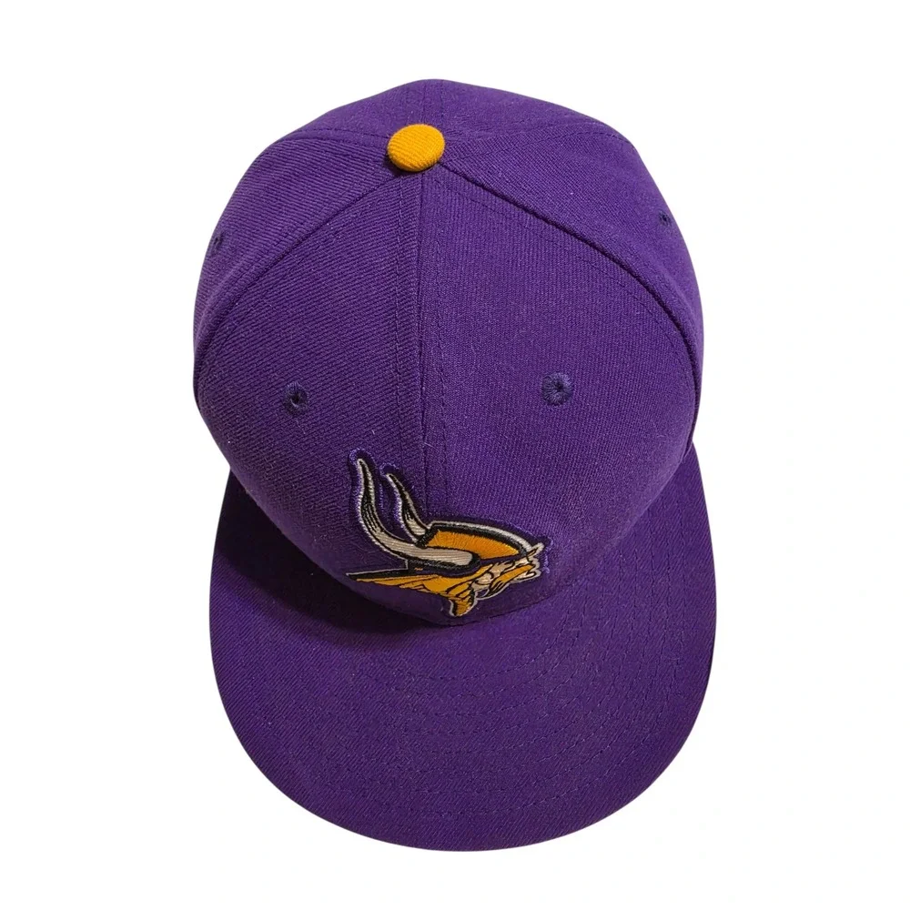 New Era 59FIFTY Minnesota Vikings Fitted Hat Size 7 Purple Yellow‎ NFL Cap